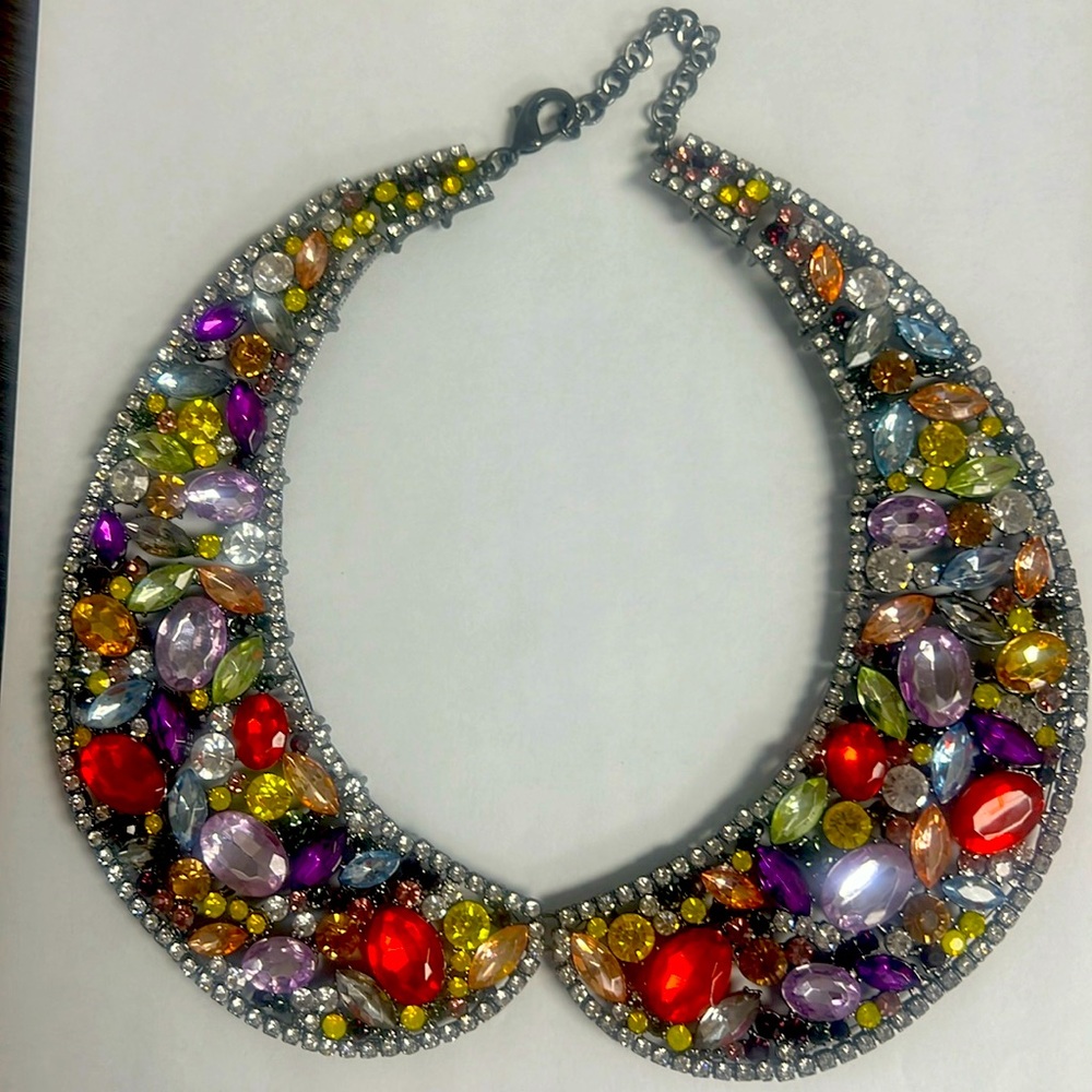 Multi-colored jeweled embellished collar.